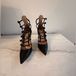 Gianvito Rossi Black Lace-Up Heels